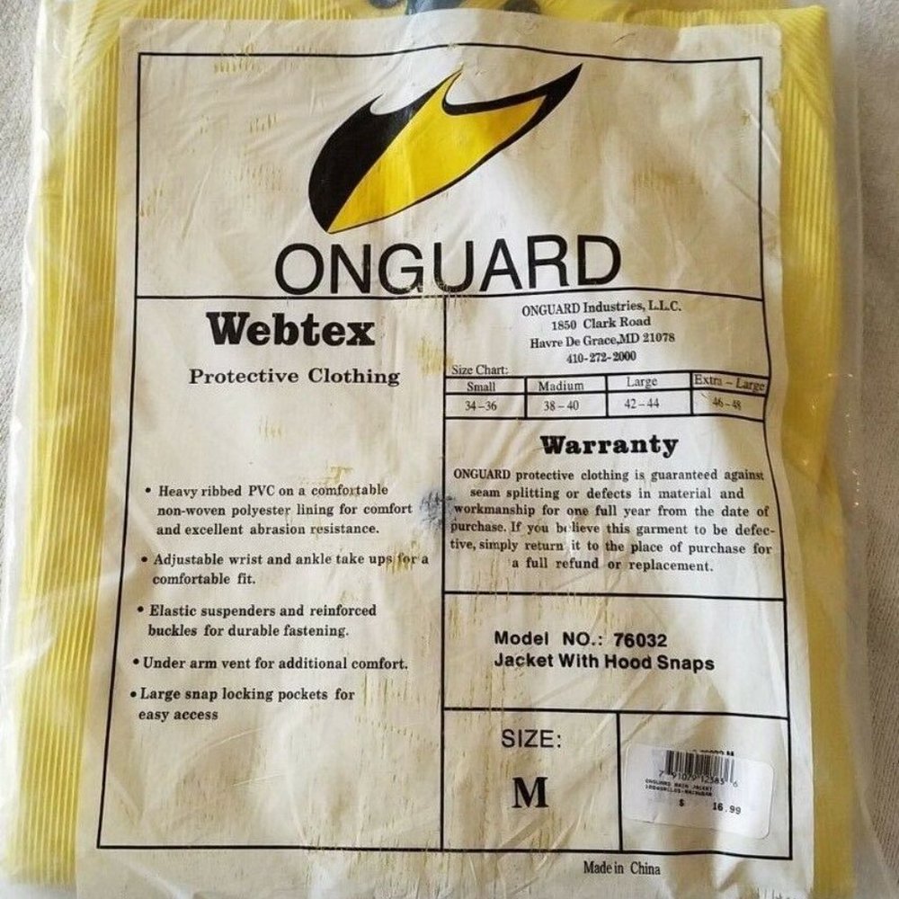 NEW ONGUARD WEBTEX BUTTON FRONT szMEDIUM WIND BREAKER STYLE JACKET LBO 00119